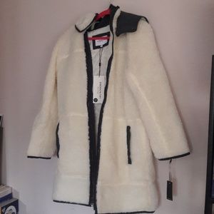 Brand new snowy white furry warm coat Emerson Fry